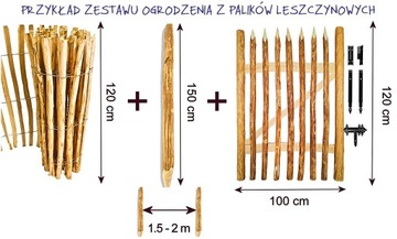 Leszczynowy płot ogrodzenie 1 metr 70cm 8-10 cm