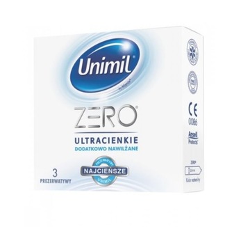 Prezerwatywy UNIMIL ZERO 3 szt SUPER CIENKIE