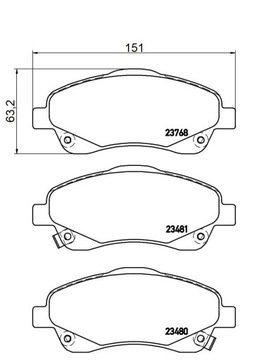 БЛОКИ MIKODA 72238 TOYOTA AVENSIS T25 03 - передние.