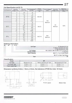 МИНИАТЮРНОЕ РЕЛЕ ST-SH-112L КАТУШКА 12В