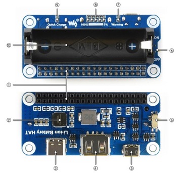 Литий-ионный аккумулятор HAT для Raspberry Pi, выход 5 В