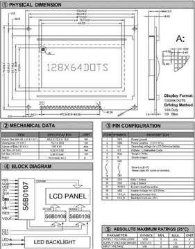 ART New LCD 128x64-A/D с подсветкой Светодиод (белый/синий)