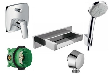 Hansgrohe logis bathtub set з cascade flush mounting, фото
