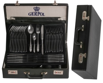 Gerpol 68 cutlery set mona smooth dining stainless steel в suitcase 12 places, фото