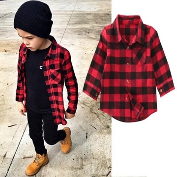 Shirt for boy red lattice в grid fashionable 80 86 92 98 104 110 116, фото