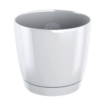 Flowerpot prosperplast 10 centimeters x 10 x 9, 2 centimeters diameter 10 centimeters plastic white, фото