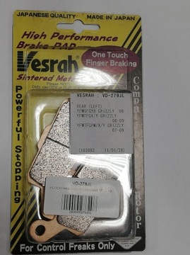 Pads brake vesrah vd-279jl yamaha grizzly, фото