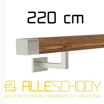 Handrail wall-mounted wooden 40x40 220cm oak color, фото