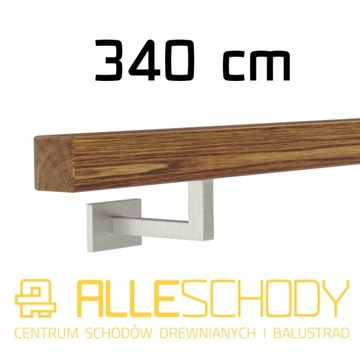 Handrail wall-mounted wooden 40x40 340cm oak color, фото