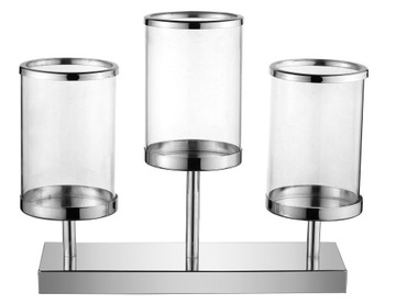 Candlestick glass lantern glamor chrome triple, фото