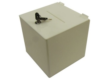 Урна коробка копилка с оргстеклом белый 25x25x25