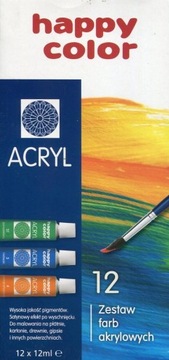 Акриловые краски 12 цветов x 12 мл счастливого цвета