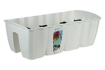 Балконный цветочный горшок на поручень белый 58см