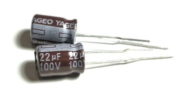 Kondensator 22uF 100V 20% 105°C Yageo 8x12mm