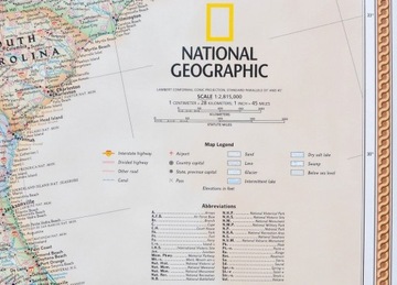 USA STANY ZJEDNOCZONE AMERYKA MAPA ŚCIENNA XXL NATIONAL GEOGRAPHIC OZDOBNA