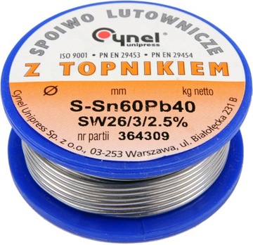 CYNA Z TOPNIKIEM SPOIWO 2,50mm 100g SN60PB40 CYNEL