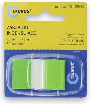 Zakładki indeksujące podajnik 25x43 50szt zielone