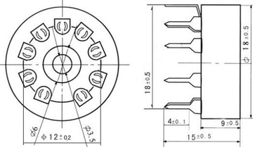 КЕРАМИЧЕСКАЯ РОЗЕТКА 9PIN PCB2 NOVAL ECC83 ECC82