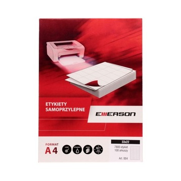 Etykiety samoprzylepne A4 100ark EMERSON 33x22