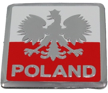 NAKLEJKA EMBLEMAT ALUMINIOWY CHROM GODŁO POLSKI