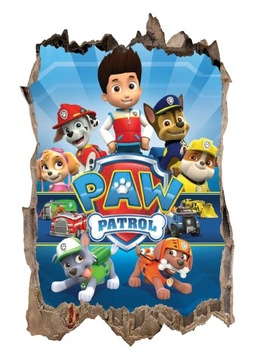 Naklejka plakat na ścianę PSI PAW PATROL 3D XL