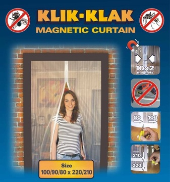 MOSKITIERA MAGNETYCZNA 100/90/80 x 220/210 CZARNA