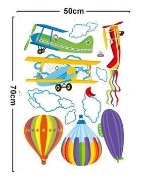 Большие наклейки на стену МАШИНЫ ПОЕЗД САМОЛЕТ 4 узора