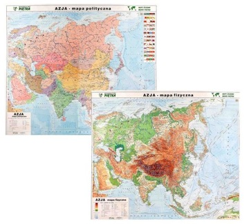 AZJA DUŻA MAPA ŚCIENNA POLITYCZNA I FIZYCZNA DWUSTRONNA 164 x 140 cm