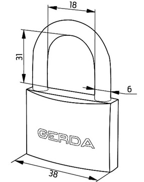 Замок навесной кодовый 40мм латунь GERDA