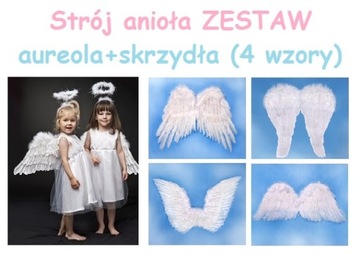 Skrzydełka i aureolka ZESTAW przebranie aniołek strój anioła święta Jasełka