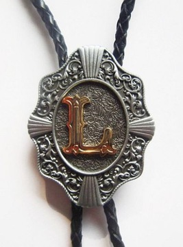 Krawat country western bolo inicjał L lech leszek łukasz lucjan imię ludwik