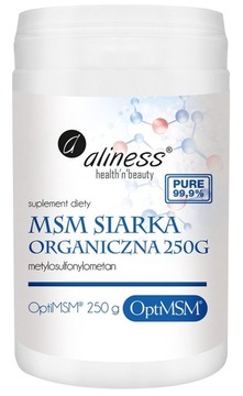 MSM Siarka Organiczna 250 g OptiMSM Aliness