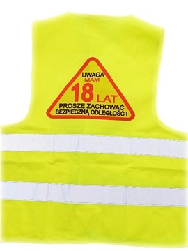 KAMIZELKA UWAGA 18 LAT prezent na 18 urodziny