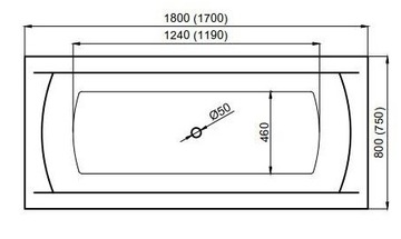 ПОЛЬША POLIMAT прямоугольная ванна INES 170x75 см Polimat + сифон