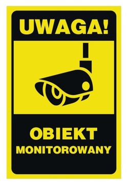 Naklejka uwaga obiekt monitorowany DE11 15x20 cm