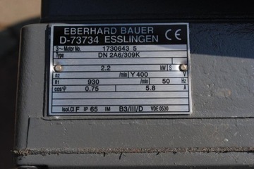 Silnik 2.2kw. 930obr./min. z hamulcem. BAUER!