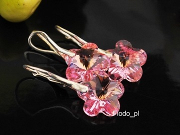 KOMPLET KWIATKI LIGHT ROSE AB SWAROVSKI CRYSTALS