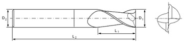 Фреза VHM 2p микро 0,9 мм хвостовик 4 мм TiAlN 50HRC ЧПУ