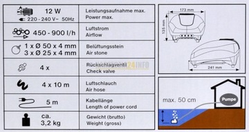 Аэратор, оксигенатор, воздушный насос для пруда