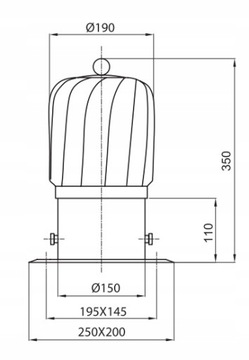 ПОВОРОТНАЯ КРЫШКА ДЫМОХОДА FI 150 ДЛЯ ПРОДОЛЬНОГО ДЫМОХОДА