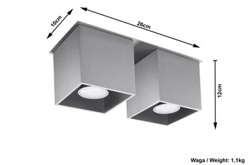 Потолочный светильник QUAD 2, серый