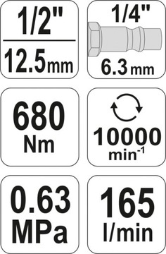 YATO YT-09513 ПНЕВМАТИЧЕСКИЙ КЛЮЧ 1/2 ДЮЙМА МИНИ 680 НМ