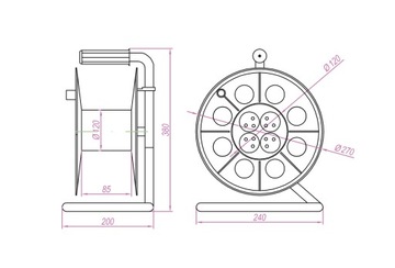 Катушка удлинителя с розеткой IP 20, катушка, для кабеля
