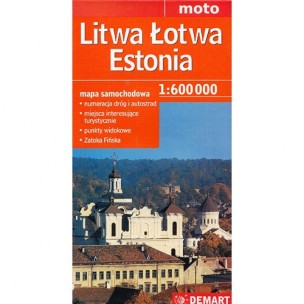 Litwa, Łotwa, Estonia mapa 1:600 000. Demart