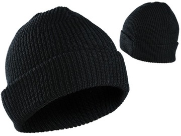 Ciepła CZAPKA ZIMOWA Watch Cap Wełniana - CZARNA