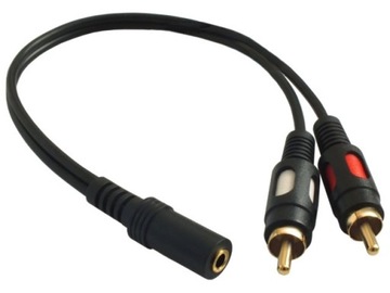 Adapter JACK 3.5 gn. - 2x wt. RCA chinch GOLD HQ