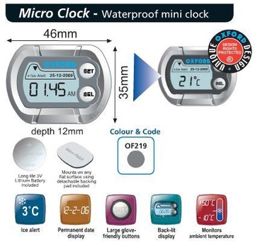 Мотоциклетные часы MICRO CLOCK OXFORD с термометром