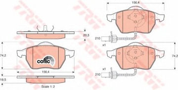 ПЕРЕДНИЕ БЛОКИ TRW VW PASSAT B5 B6 GOLF IV GDB1307