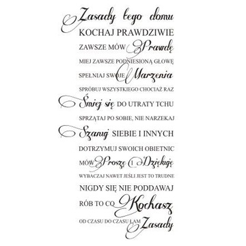 Napis na ścianę, naklejka - Zasady tego domu - 180