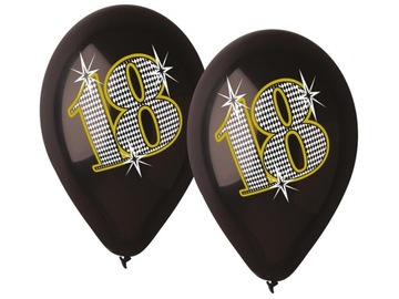 BALONY NA 18 URODZINY CZARNE 5SZT